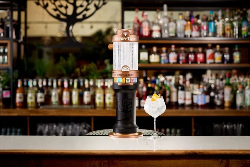Fever-Tree tap and a finished drink on a bar
