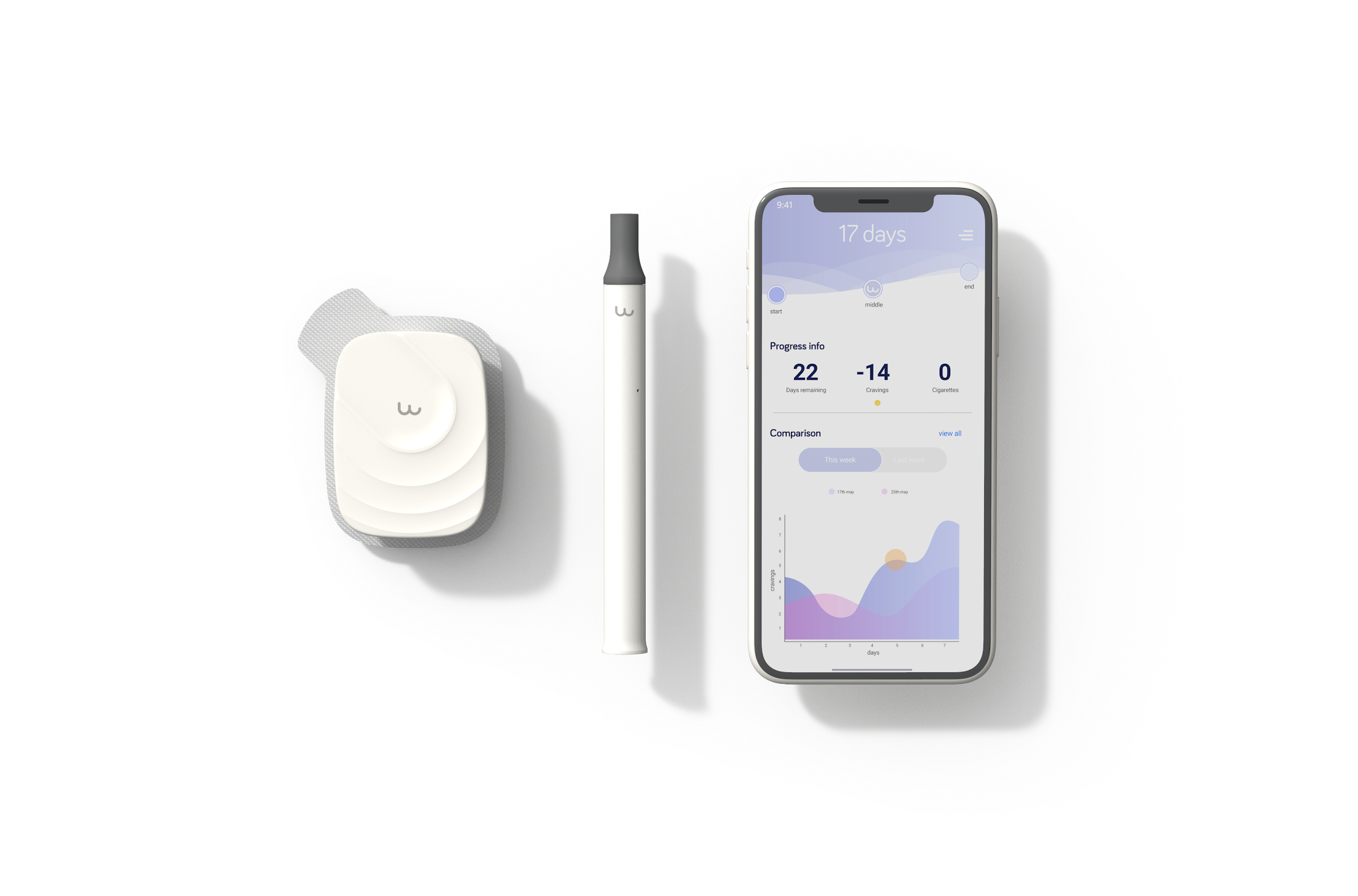 Flow product render showing three components including the companion app